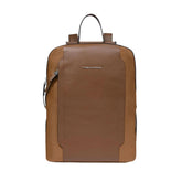 Zaino donna in tessuto e pelle porta pc 14'', Marrone